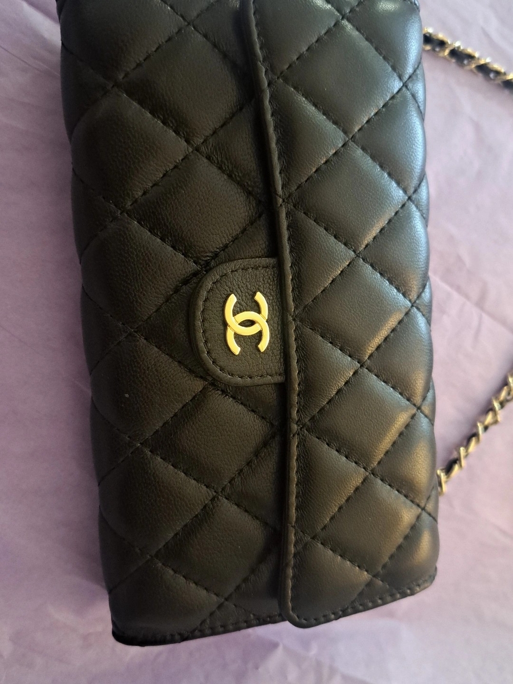 Timeless Black Quilted Leather Crossbody with Gold CC - Picture 2 of 5